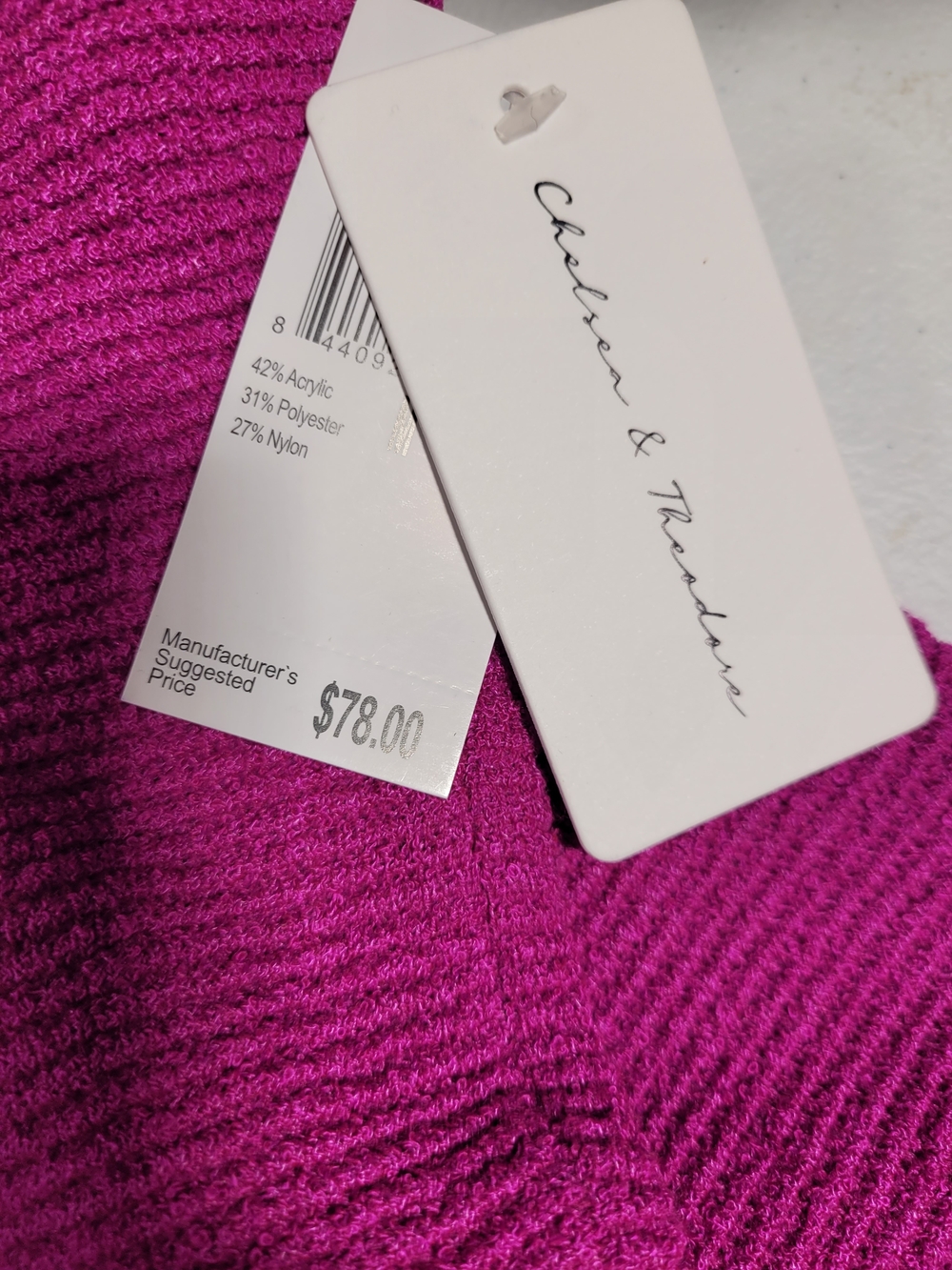 Women’s Fuchsia Rib-Knit Turtleneck Sweater - Picture 4 of 5